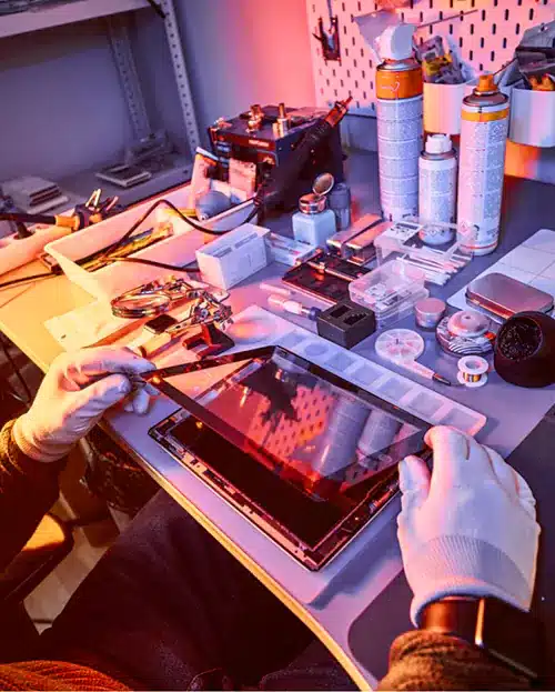 Technician working on a tablet